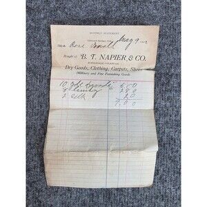 1902 B.T. Napier & Co. Glenwood Springs Colorado Vintage Receipt